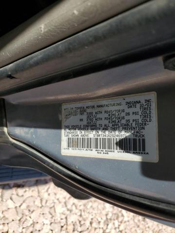 5TBRT341X2S246971 - 2002 TOYOTA TUNDRA ACCESS CAB ნაცრისფერი ფოტო 12