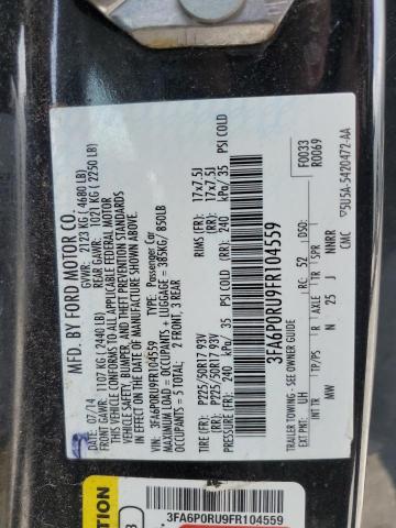 3FA6P0RU9FR104559 - 2015 FORD FUSION TITANIUM HEV BLACK photo 13