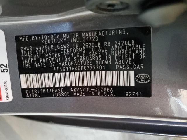 4T1G11AK0PU777701 - 2023 TOYOTA CAMRY SE NIGHT SHADE GRAY photo 12