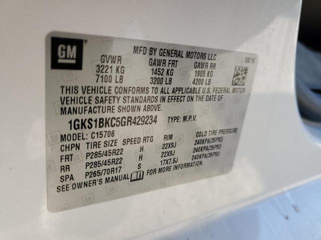 1GKS1BKC5GR429234 - 2016 GMC YUKON SLT WHITE photo 13