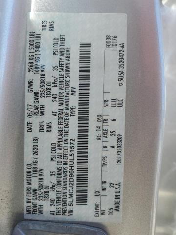 5LMCJ2D96HUL51572 - 2017 LINCOLN MKC SELECT Srebrny zdjęcie 13