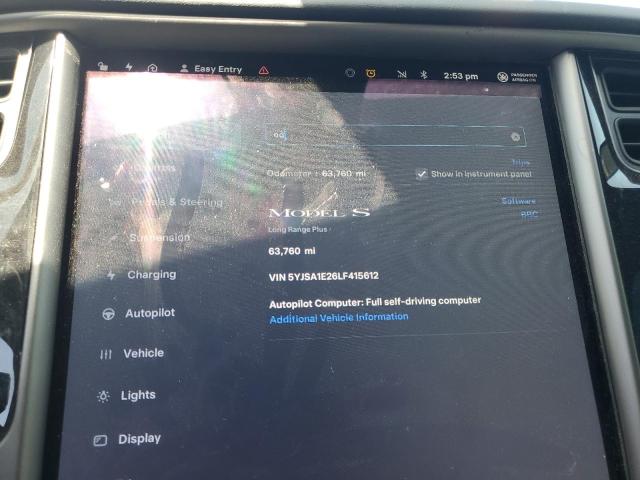 5YJSA1E26LF415612 - 2020 TESLA MODEL S შავი ფოტო 9