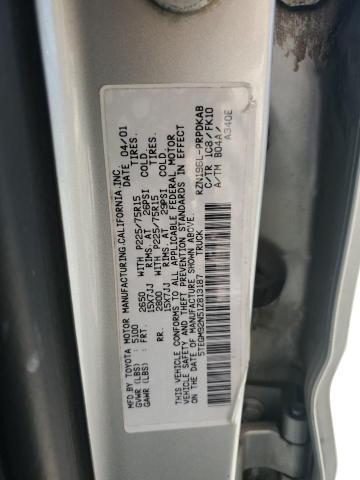 5TEGM92N51Z813187 - 2001 TOYOTA TACOMA DOUBLE CAB PRERUNNER SILVER photo 12