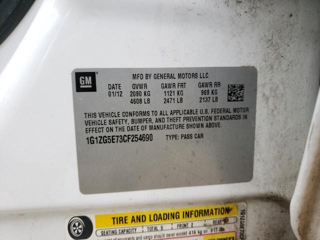 1G1ZG5E73CF254690 - 2012 CHEVROLET MALIBU LTZ თეთრი ფოტო 12