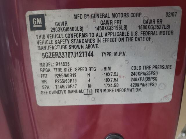 5GZER33707J127744 - 2007 SATURN OUTLOOK SPECIAL ბურგუნდია ფოტო 13