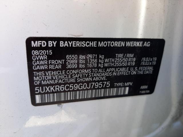5UXKR6C59G0J79575 - 2016 BMW X5 XDRIVE50I WHITE photo 10