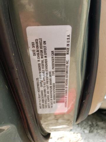 4S3BH675237645623 - 2003 SUBARU LEGACY OUTBACK AWP 绿色 照片 12