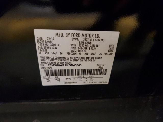 1FM5K8AR1KGB45663 - 2019 FORD EXPLORER POLICE INTERCEPTOR BLACK photo 12