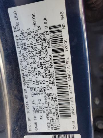 5TEJU62N06Z273467 - 2006 TOYOTA TACOMA DOUBLE CAB PRERUNNER BLUE photo 12