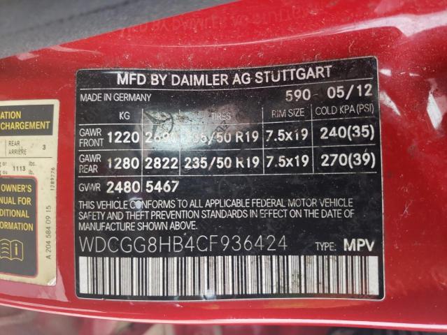 WDCGG8HB4CF936424 - 2012 MERCEDES-BENZ GLK 350 4MATIC RED photo 13