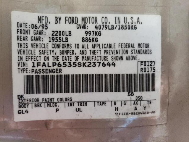 1FALP6535SK237644 - 1995 FORD CONTOUR GL 棕色 照片 12