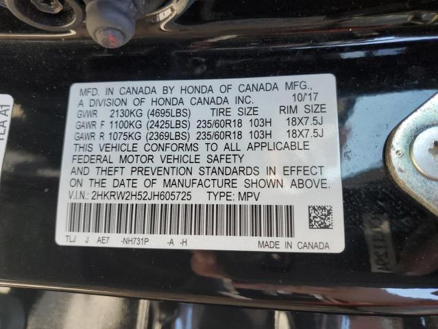 2HKRW2H52JH605725 - 2018 HONDA CR-V EX BLACK photo 14