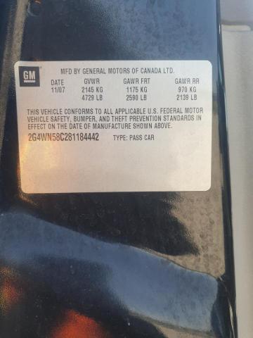 2G4WN58C281184442 - 2008 BUICK LACROSSE SUPER SERIES BLACK photo 12