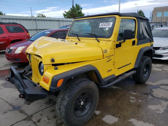 1J4FA49S01P326922 - 2001 JEEP WRANGLER / SPORT YELLOW photo 1