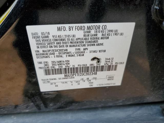 MAJ3P1TE2JC202348 - 2018 FORD ECOSPORT SE Negro foto 13