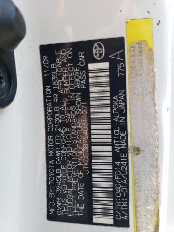 JTKDE3B75A0311271 - 2010 TOYOTA SCION TC 白色 照片 12