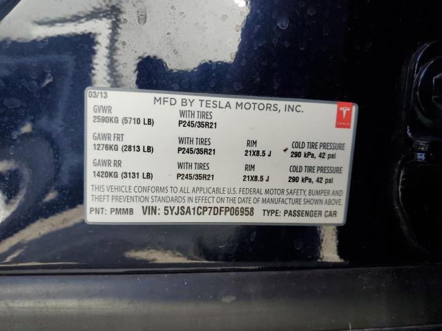 5YJSA1CP7DFP06958 - 2013 TESLA MODEL S Mavi foto 12