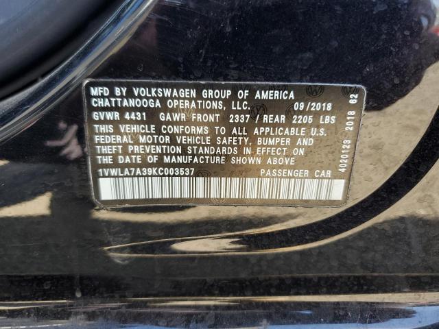 1VWLA7A39KC003537 - 2019 VOLKSWAGEN PASSAT WOLFSBURG 黑色 照片 13