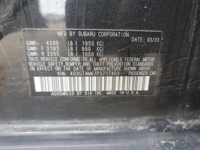 4S3GTAM67P3717403 - 2023 SUBARU IMPREZA SPORT შავი ფოტო 12