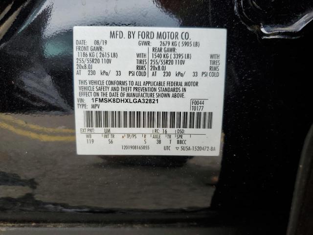 1FMSK8DHXLGA32821 - 2020 FORD EXPLORER XLT BLACK photo 13