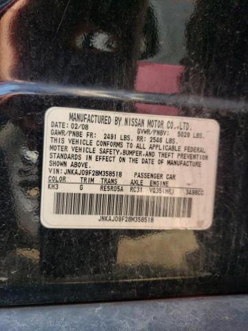 JNKAJ09F28M358518 - 2008 INFINITI EX35 BASE შავი ფოტო 13