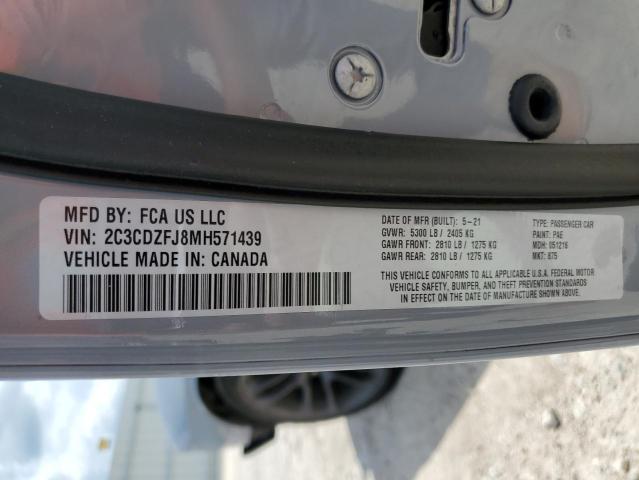 2C3CDZFJ8MH571439 - 2021 DODGE CHALLENGER R/T SCAT PACK GRAY photo 13