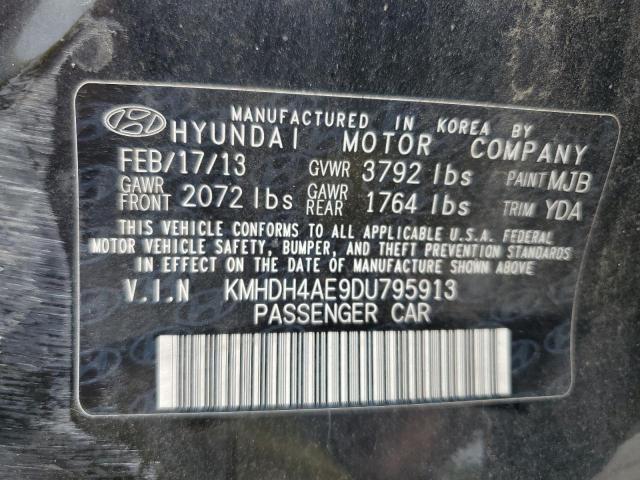 KMHDH4AE9DU795913 - 2013 HYUNDAI ELANTRA GLS BLACK photo 12