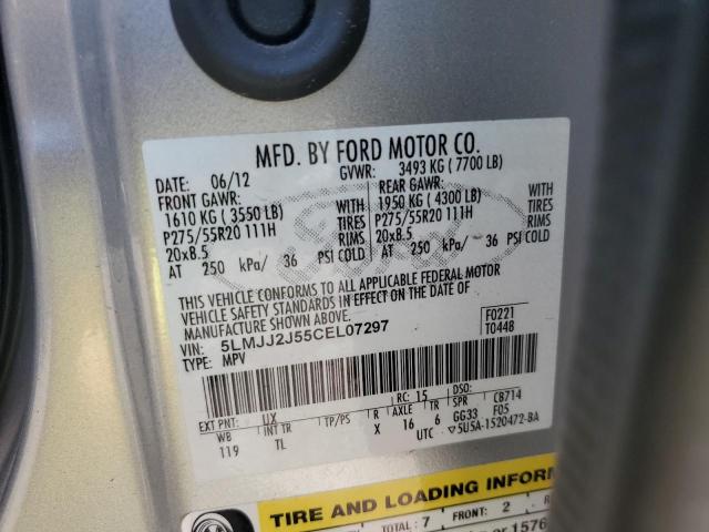 5LMJJ2J55CEL07297 - 2012 LINCOLN NAVIGATOR 银色 照片 13