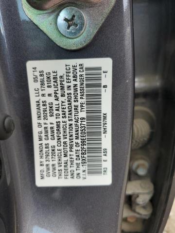 19XFB2F99EE053719 - 2014 HONDA CIVIC EXL GRAY photo 12