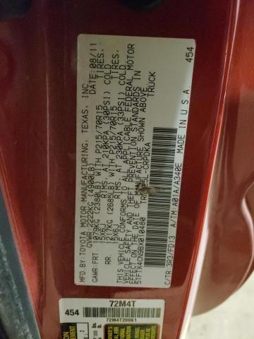 5TFTX4CN9BX010480 - 2011 TOYOTA TACOMA ACCESS CAB მუქწითელი ფოტო 12