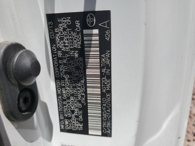 JTKJF5C74D3064208 - 2013 TOYOTA SCION TC 白色 照片 12