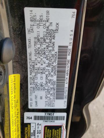 5TFJU4GN4EX057995 - 2014 TOYOTA TACOMA DOUBLE CAB PRERUNNER BLACK photo 12