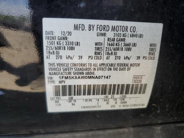 1FM5K8AW0MNA07147 - 2021 FORD EXPLORER POLICE INTERCEPTOR 黑色 照片 13