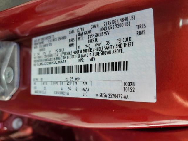 5LMCJ2C98KUL16623 - 2019 LINCOLN MKC SELECT 勃艮第红 照片 13