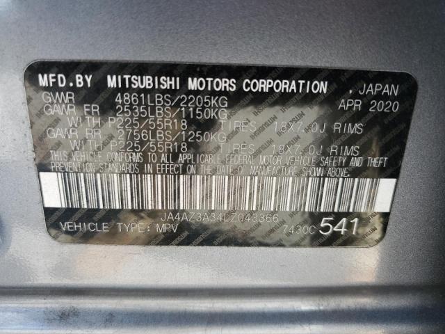 JA4AZ3A34LZ043366 - 2020 MITSUBISHI OUTLANDER SE GRAY photo 12