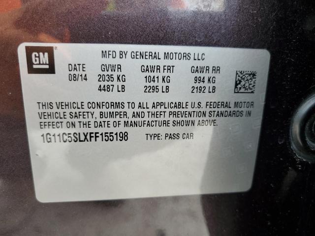 1G11C5SLXFF155198 - 2015 CHEVROLET MALIBU 1LT იასამნისფერი ფოტო 13