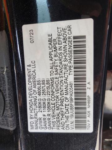 19UUB5F58PA005481 - 2023 ACURA TLX TECH A BLACK photo 13