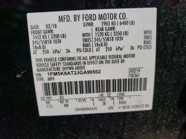 1FM5K8AT2JGA99562 - 2018 FORD EXPLORER POLICE INTERCEPTOR BLACK photo 14