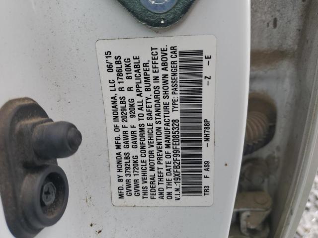 19XFB2F99FE085328 - 2015 HONDA CIVIC EXL WHITE photo 12