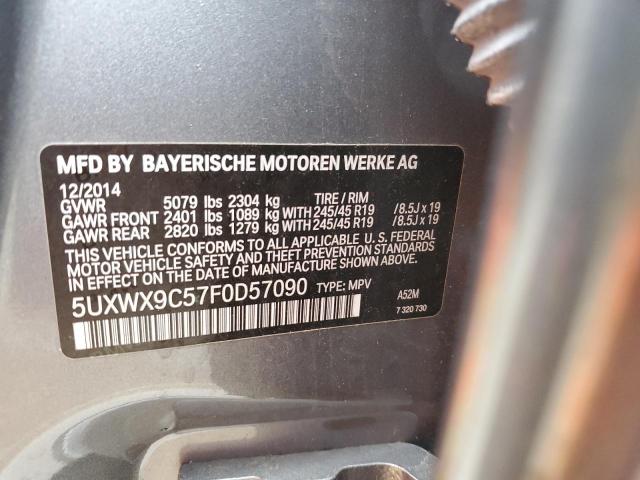 5UXWX9C57F0D57090 - 2015 BMW X3 XDRIVE28I GRAY photo 12