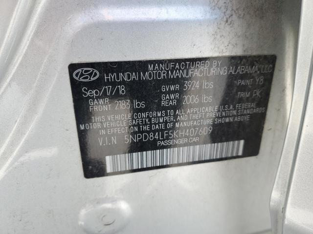 5NPD84LF5KH407609 - 2019 HYUNDAI ELANTRA SEL SILVER photo 12