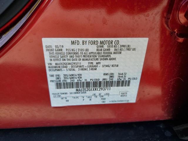 MAJ3S2GEXKC293711 - 2019 FORD ECOSPORT SE Rouge photo 13