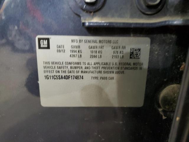 1G11C5SA4DF174874 - 2013 CHEVROLET MALIBU 1LT BLUE photo 12