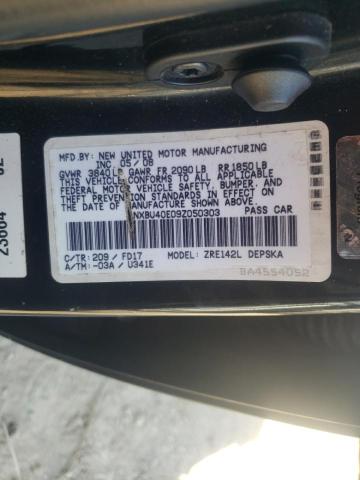 1NXBU40E09Z050303 - 2009 TOYOTA COROLLA BASE BLACK photo 10