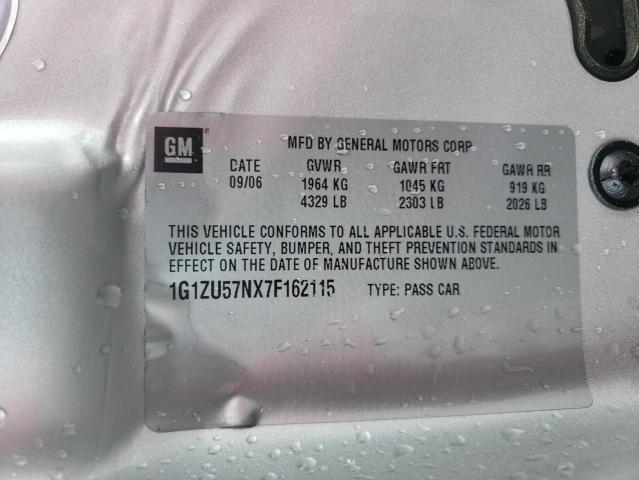 1G1ZU57NX7F162115 - 2007 CHEVROLET MALIBU LTZ ვერცხლისფერი ფოტო 12