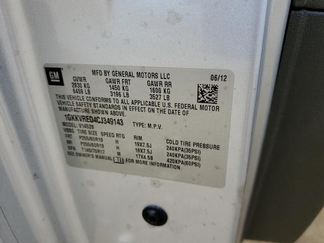 1GKKVRED4CJ349143 - 2012 GMC ACADIA SLT-1 SILVER photo 14