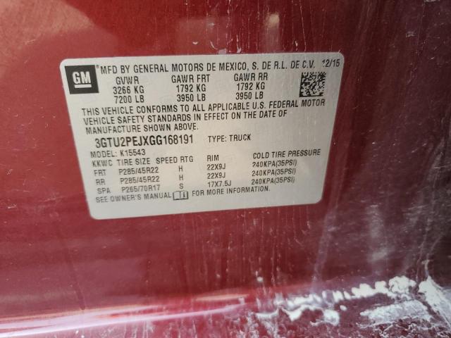 3GTU2PEJXGG168191 - 2016 GMC SIERRA K1500 DENALI MAROON photo 12