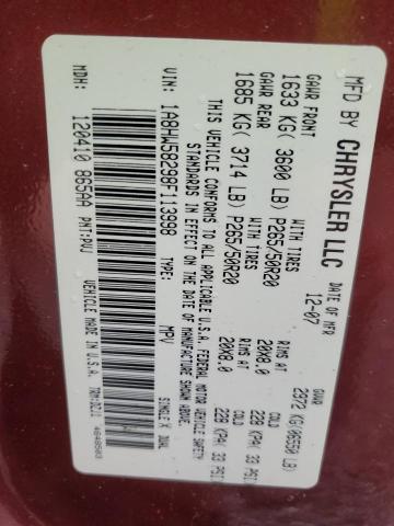 1A8HW58298F113998 - 2008 CHRYSLER ASPEN LIMITED 勃艮第红 照片 13