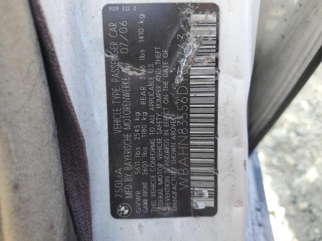 WBAHN83556DT64763 - 2006 BMW 750 LI Blanc photo 12