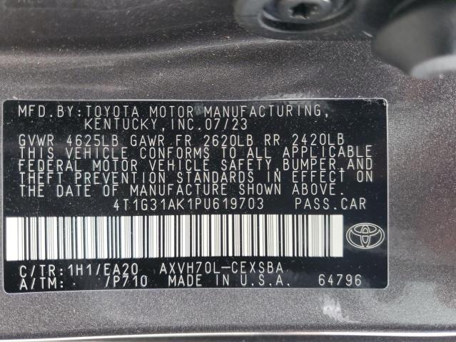 4T1G31AK1PU619703 - 2023 TOYOTA CAMRY SE NIGHT SHADE CHARCOAL photo 12